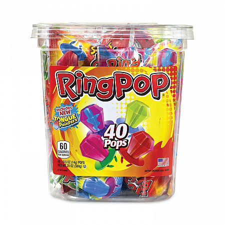 Ring Pop Lollipops, Assorted Flavors, 0.5 oz, 40 Piece Tub (22000013)