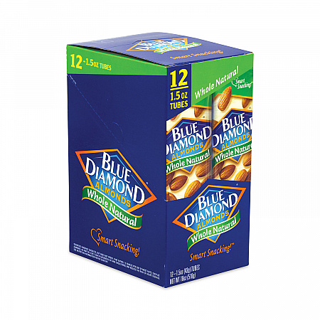 Whole Natural Almonds, 1.5 oz Bag, 12 Bags/Carton (20902634)
