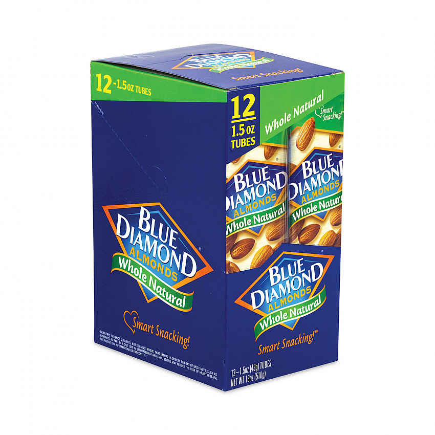 Whole Natural Almonds, 1.5 oz Bag, 12 Bags/Carton (20902634)