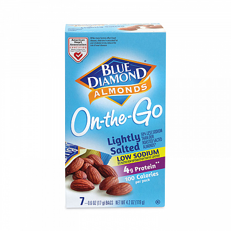 Low Sodium Lightly Salted Almonds, 1.5 oz Bag, 42 Bags/Carton (22000795)