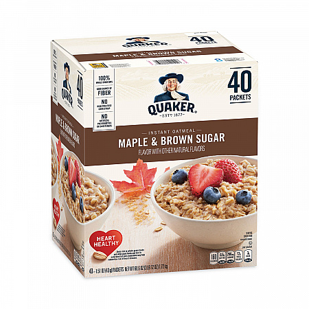 Instant Oatmeal, Maple and Brown Sugar, 1.51 oz Packet, 40/Carton (22000754)