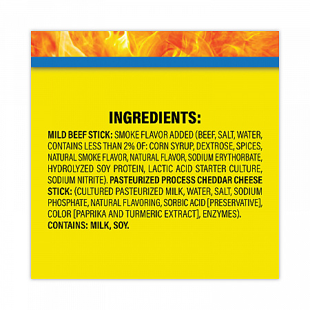 Beef and Cheese Meat Sticks, 1.5 oz Pack, 18/Carton (20900656)