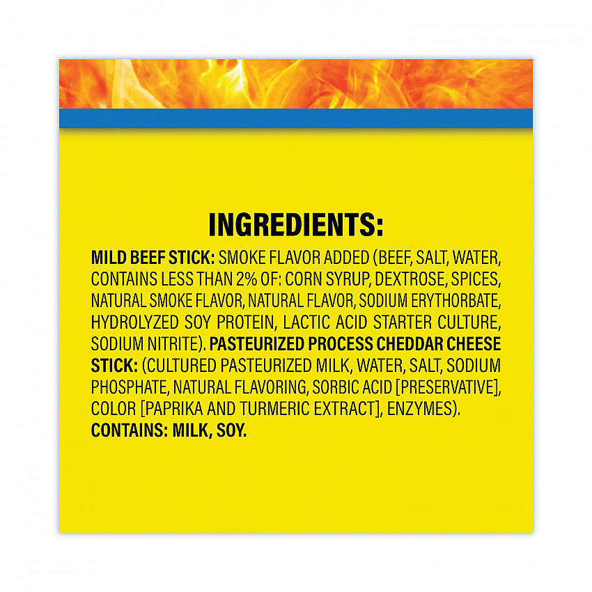 Beef and Cheese Meat Sticks, 1.5 oz Pack, 18/Carton (20900656)