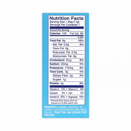 Low Sodium Lightly Salted Almonds, 1.5 oz Bag, 42 Bags/Carton (22000795)