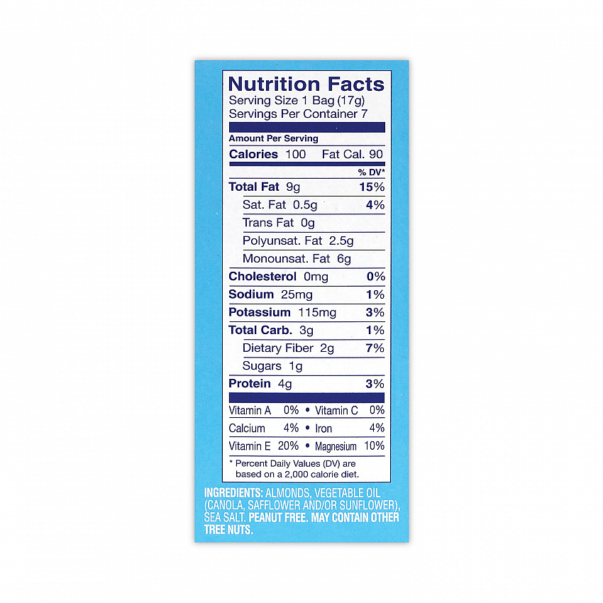 Low Sodium Lightly Salted Almonds, 1.5 oz Bag, 42 Bags/Carton (22000795)