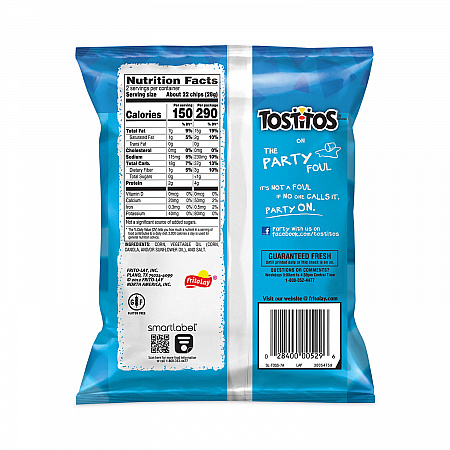 Bite Size Tortilla Chips, 2 oz Bag, 64 Bags/Carton (29500067)