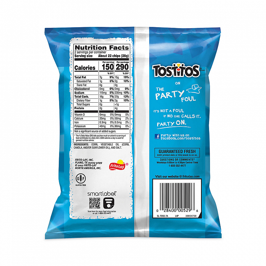 Bite Size Tortilla Chips, 2 oz Bag, 64 Bags/Carton (29500067)