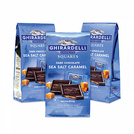 Dark and Sea Salt Caramel Chocolate Squares, 5.32 oz Bag, 3/Pack (30001023)