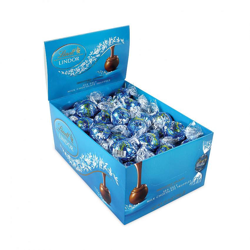 Lindor Truffles Milk Chocolate Sea Salt, 1.85 lb, 60 Pieces/Carton (20900387)