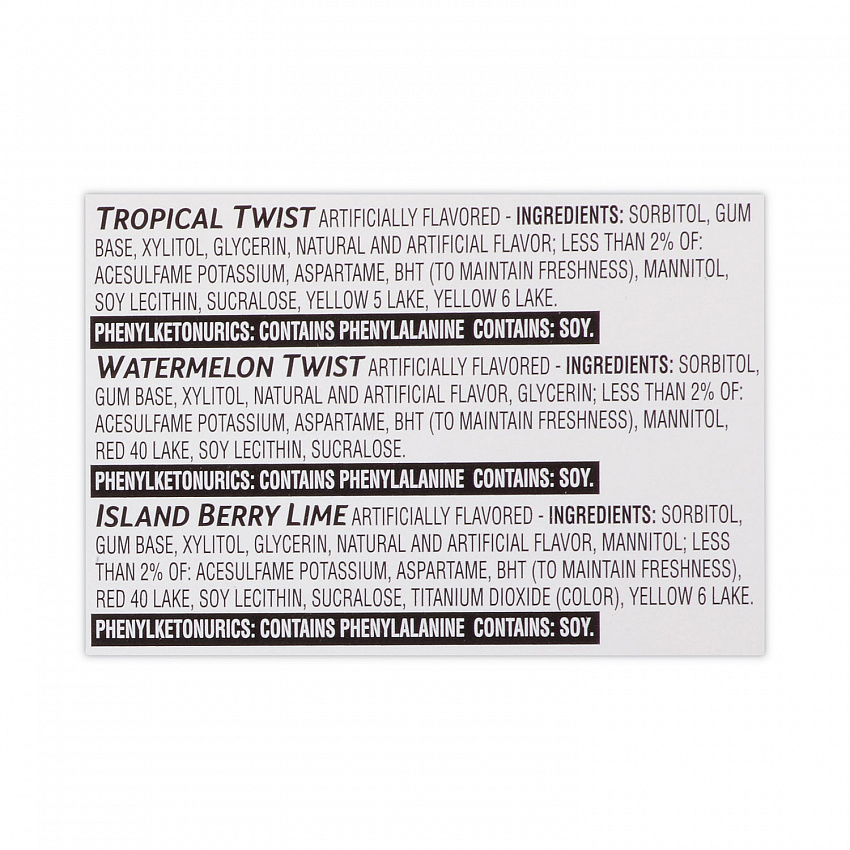 Sugar-Free Gum, Fruit Variety, 14 Pieces/Pack, 20 Packs/Carton (22000891)