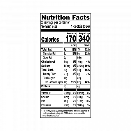 Homestyle Chocolate Chip Cookies, 2.5 oz Pack, 2 Cookies/Pack, 60 Packs/Carton (29500060)