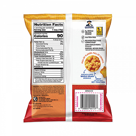 Rice Crisps, Cheddar Cheese, 0.67 oz Bag, 60 Bags/Carton (29500051)