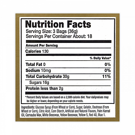 Goldbears Gummi Candy, 0.4 oz Pouches, Lemon; Orange; Pineapple; Rasberry; Strawberry, 54/Carton (20900181)