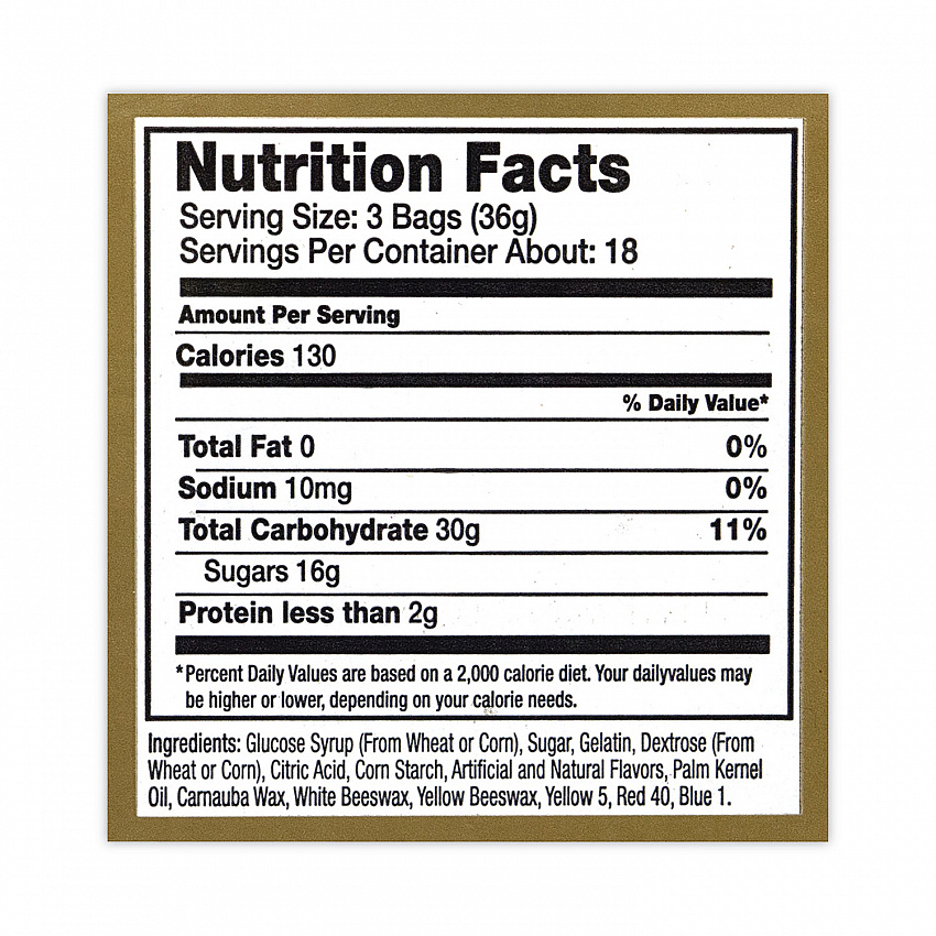 Goldbears Gummi Candy, 0.4 oz Pouches, Lemon; Orange; Pineapple; Rasberry; Strawberry, 54/Carton (20900181)