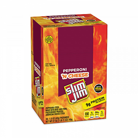 Pepperoni and Cheese Meat Sticks, 1.5 oz, 18/Carton (20900655)