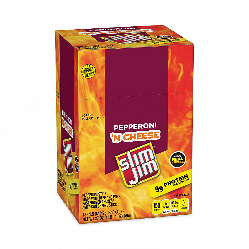 Pepperoni and Cheese Meat Sticks, 1.5 oz, 18/Carton (20900655)