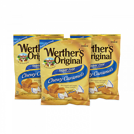 Sugar Free Chewy Caramel Candy, 2.75 oz Bag, 3/Pack (30201006)