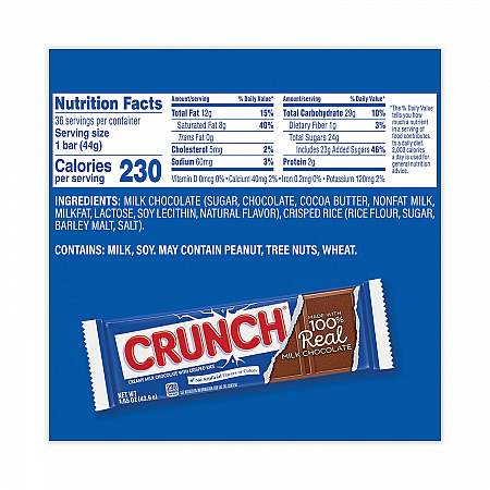 Crunch Bar, 1.55 oz Individually Wrapped, 36/Carton (20900164)
