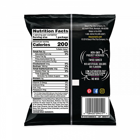 Pita Chips, 1.5 oz Bag, Cinnamon Sugar, 24/Carton (20900651)