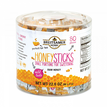 Raw Honey Sticks, 0.28 oz, 80 Sticks/Tub, 1 Tub/Carton (20902630)