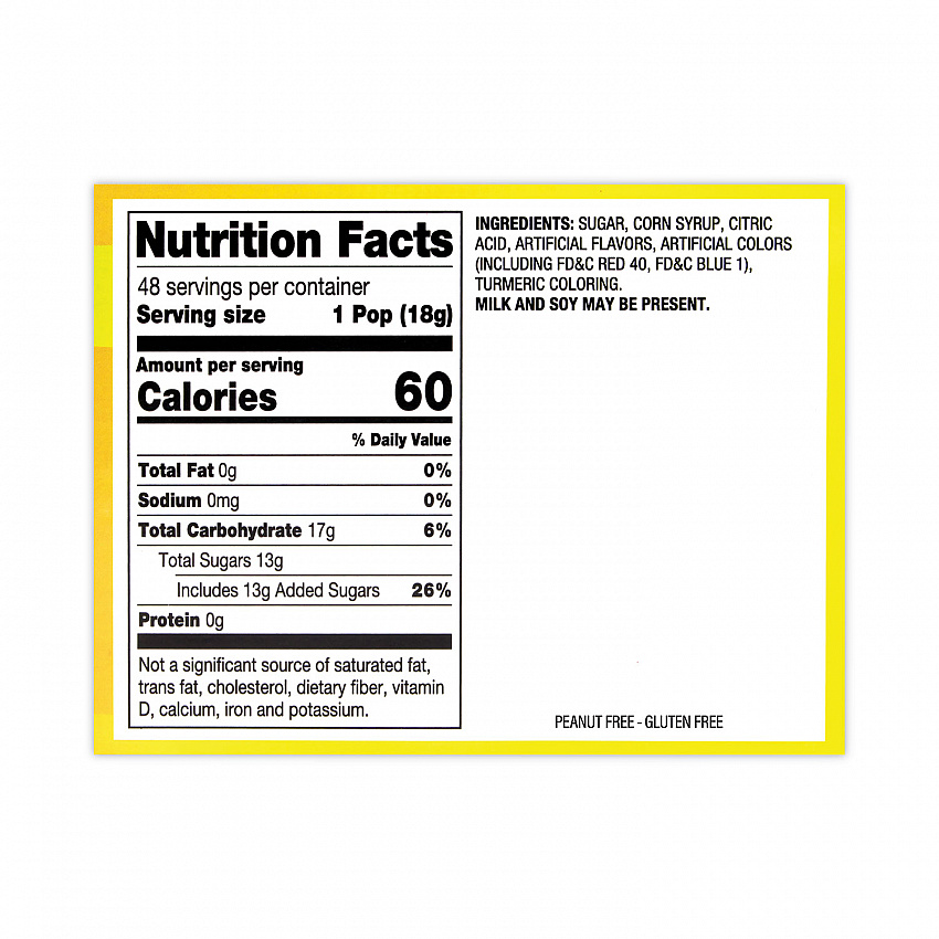Sweet and Sour Pop, Assorted Flavors, 0.63 oz Individually Wrapped, 48/Carton (20900128)