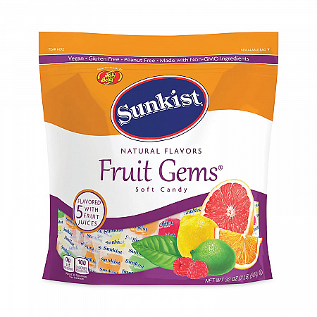 Fruit Gems Chewy Candy Assortment, Assorted Natural Fruit Flavors, 2.12 lb Bag, 90 Count (22000024)