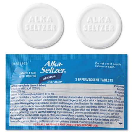 Alka-Seltzer Antacid and Pain Relief Medicine, Two-Pack, 50 Packs/Box (BXAS50)