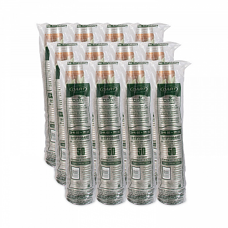Bare Eco-Forward RPET Cold Cups, ProPlanet Seal, 20 oz, Plastic, Leaf Design, 50/Pack, 12 Packs/Carton (RTP20BARE)