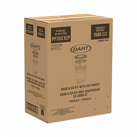 Clear PET Grab n Go Kit Combo with Insert, 12 oz, Plastic, Clear, 500/Carton (PF35C1CP)