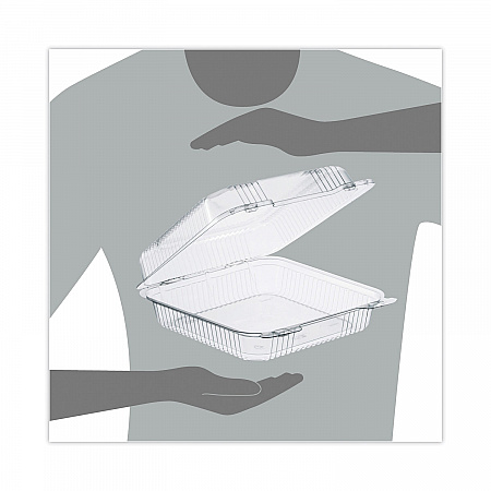 StayLock Clear Hinged Lid Containers, 8.6 x 9 x 3, Clear, Plastic, 200/Carton (PET55UT1)