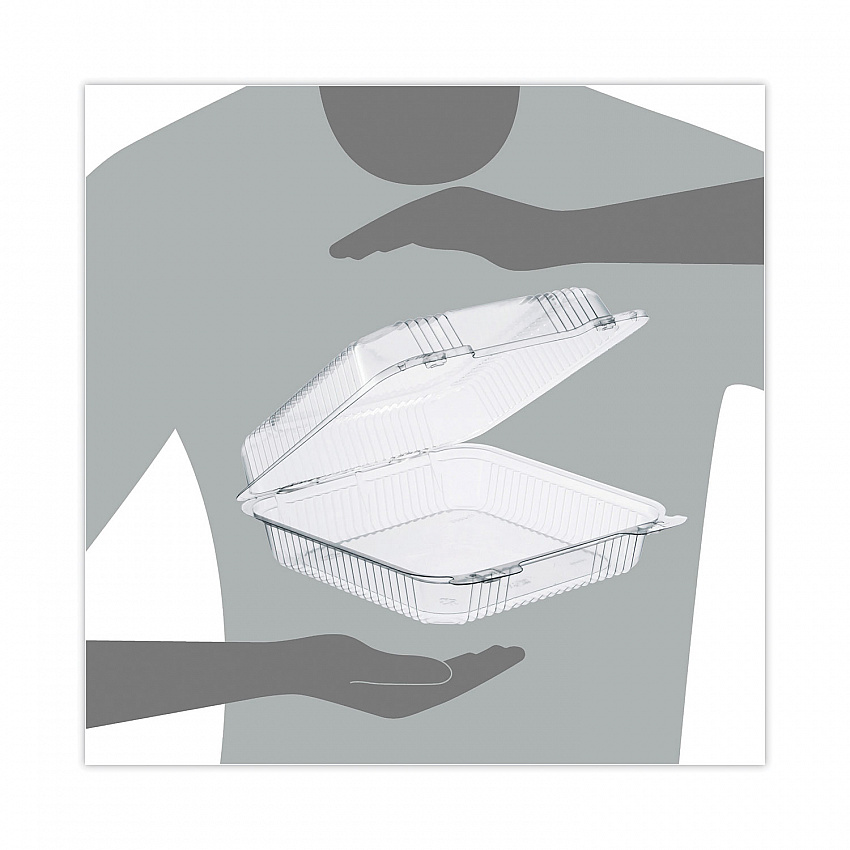 StayLock Clear Hinged Lid Containers, 8.6 x 9 x 3, Clear, Plastic, 200/Carton (PET55UT1)