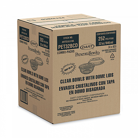 PresentaBowls Bowl/Lid Combo-Paks, 32 oz, 7.25