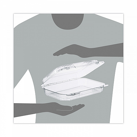 StayLock Clear Hinged Lid Containers, 6.8 x 9.4 x 2.1, Clear, Plastic, 125/Pack, 2 Packs/Carton (PET30UT1)