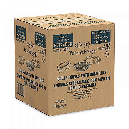 PresentaBowls Bowl/Lid Combo-Paks, 24 oz, 7.25