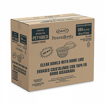 PresentaBowls Bowl/Lid Combo-Paks, 16 oz, 5.38
