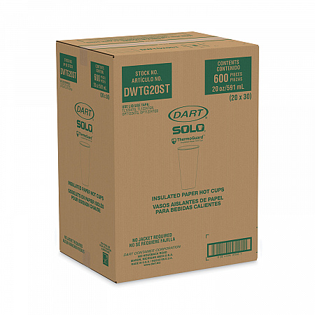 Thermoguard Insulated Paper Hot Cups, 20 oz, Steam Print Design, 600/Carton (DWTG20ST)
