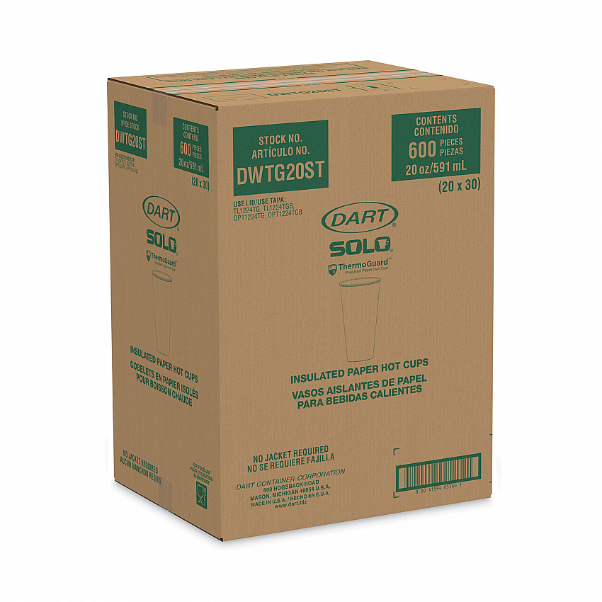 Thermoguard Insulated Paper Hot Cups, 20 oz, Steam Print Design, 600/Carton (DWTG20ST)