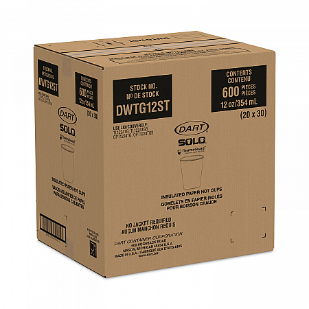 Thermoguard Insulated Paper Hot Cups, 12 oz, Steam Print Design, 600/Carton (DWTG12ST)