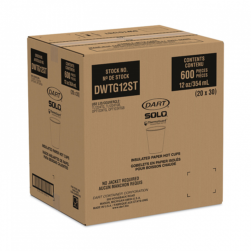 Thermoguard Insulated Paper Hot Cups, 12 oz, Steam Print Design, 600/Carton (DWTG12ST)