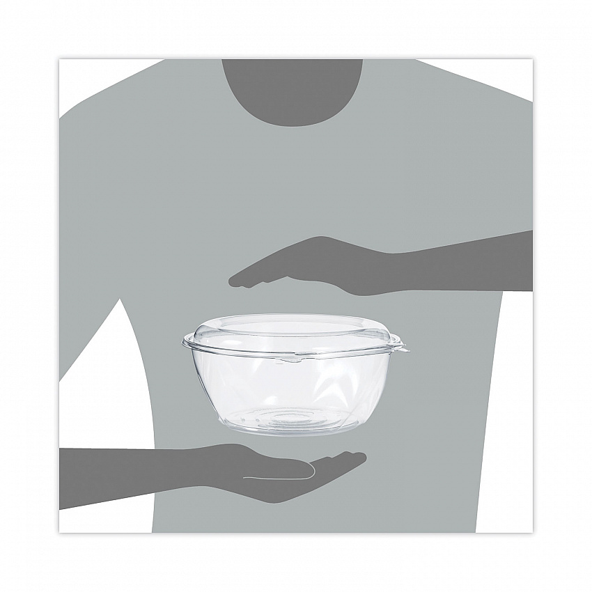 SafeSeal Tamper-Resistant, Tamper-Evident Bowls with Dome Lid, 64 oz, 8.9" Diameter x 4" h, Clear, Plastic, 100/Carton (CTR64BD)