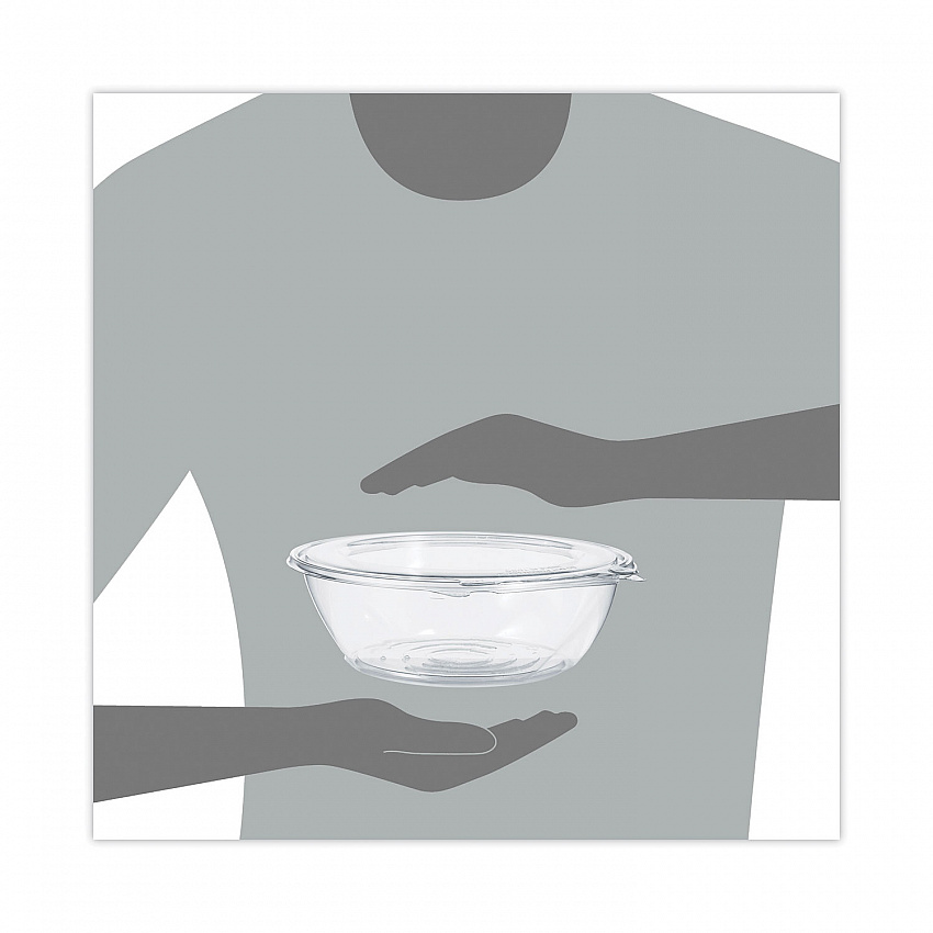 SafeSeal Tamper-Resistant, Tamper-Evident Bowls with Flat Lid, 48 oz, 8.9" Diameter x 2.8" h, Clear, Plastic, 100/Carton (CTR48BF)