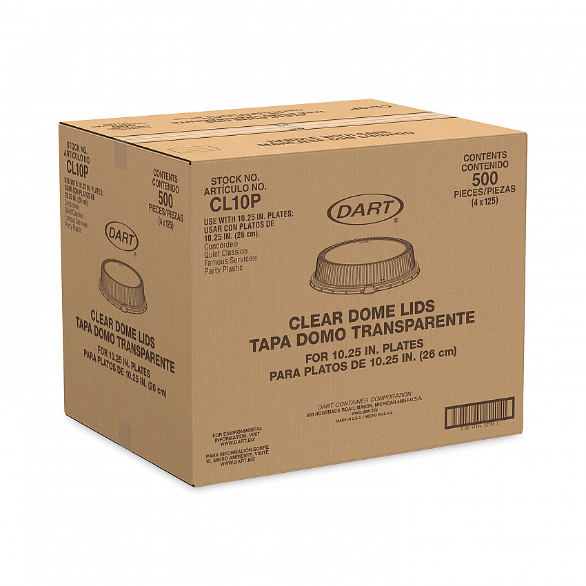 Dome Covers, For 10" Disposable Plates, Clear, Plastic, 500/Carton (CL10P)