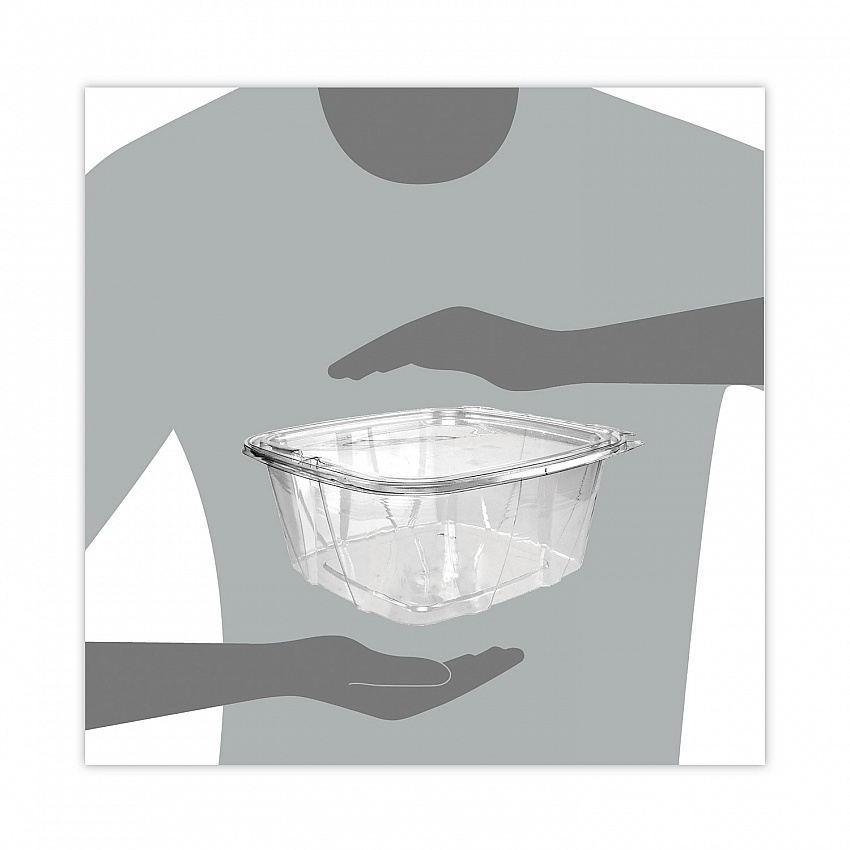 ClearPac SafeSeal Tamper-Resistant/Evident Containers, Flat Lid, 64 oz, Clear, Plastic, 100/Bag, 2 Bags/Carton (CH64DEF)