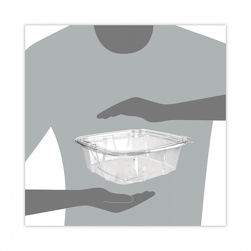 ClearPac SafeSeal Tamper-Resistant/Evident Containers, Flat Lid, 48 oz, Clear, Plastic, 100/Bag, 2 Bags/Carton (CH48DEF)
