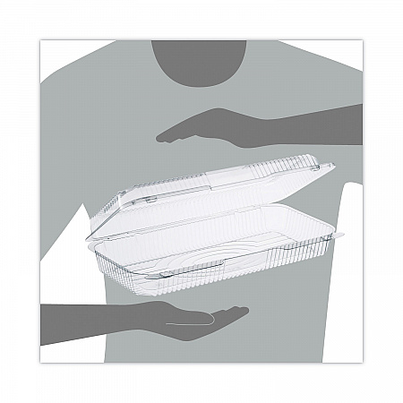 StayLock Clear Hinged Lid Containers, 50.2 oz, 6.8 x 13.4 x 2.6, Plastic, 200/Carton (C90UT1)