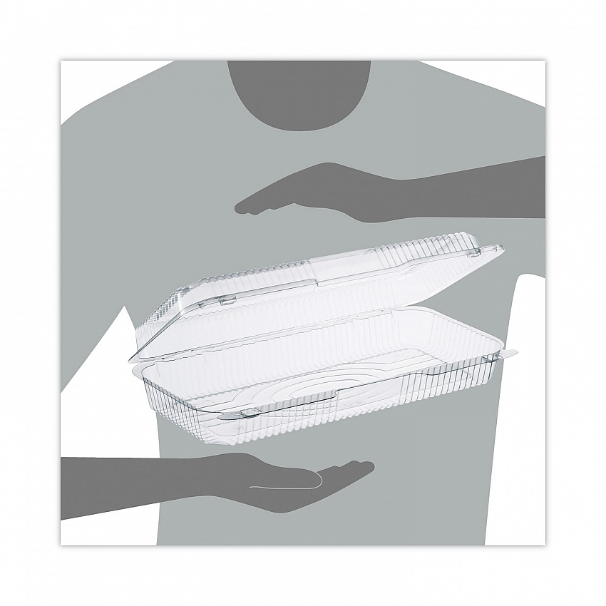 StayLock Clear Hinged Lid Containers, 50.2 oz, 6.8 x 13.4 x 2.6, Plastic, 200/Carton (C90UT1)