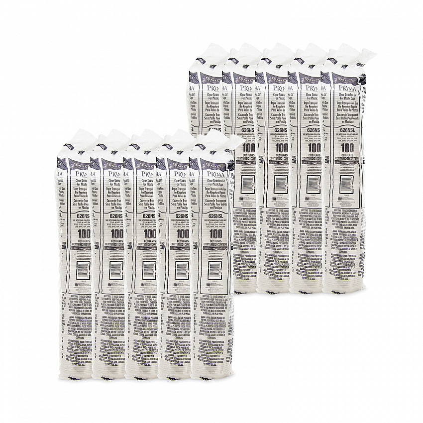 Prima Strawless Plastic Lids, Fits 12 oz to 26 oz Cold Cups, Clear, 1,000/Carton (626NSL)