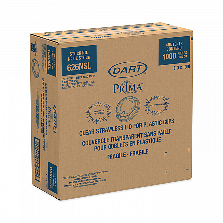 Prima Strawless Plastic Lids, Fits 12 oz to 26 oz Cold Cups, Clear, 1,000/Carton (626NSL)