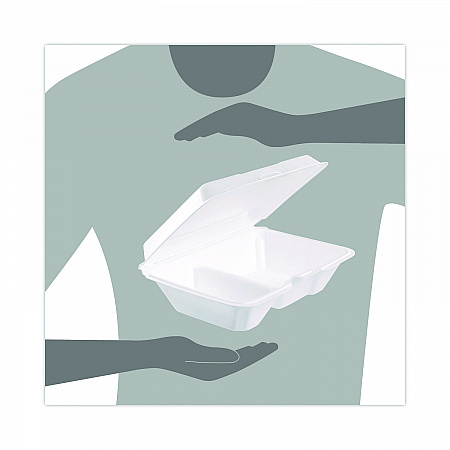 Foam Hinged Lid Containers, 6.4 x 9.33 x 2.9, White, 100/Bags, 2 Bags/Carton (205HT2)
