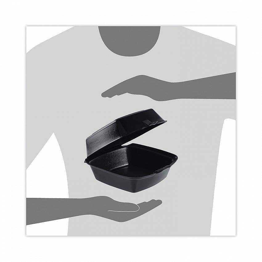 Foam Hinged Lid Containers, Large Sandwich, 6 x 5.9 x 3, Black, 125/Bag, 4 Bags/Carton (60HTB1)